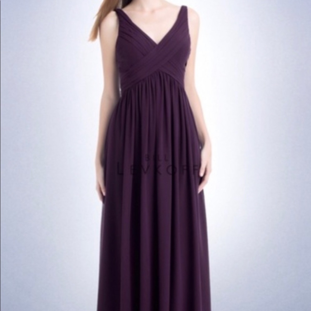 Bill Levkoff plum chiffon bridesmaid dress
